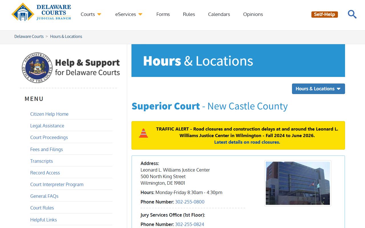 New Castle County Superior Court warrant records page