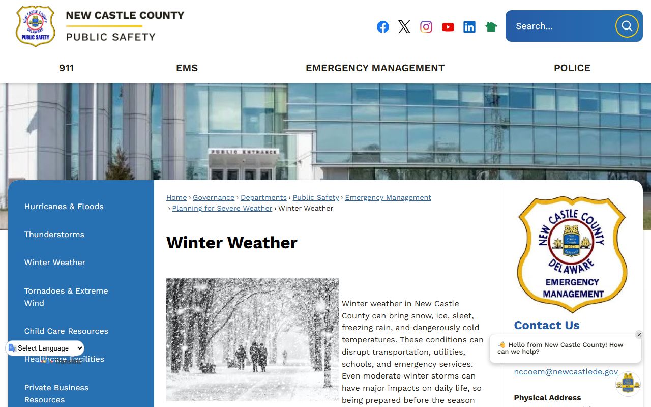 New Castle County Police Department for warrant records and reports