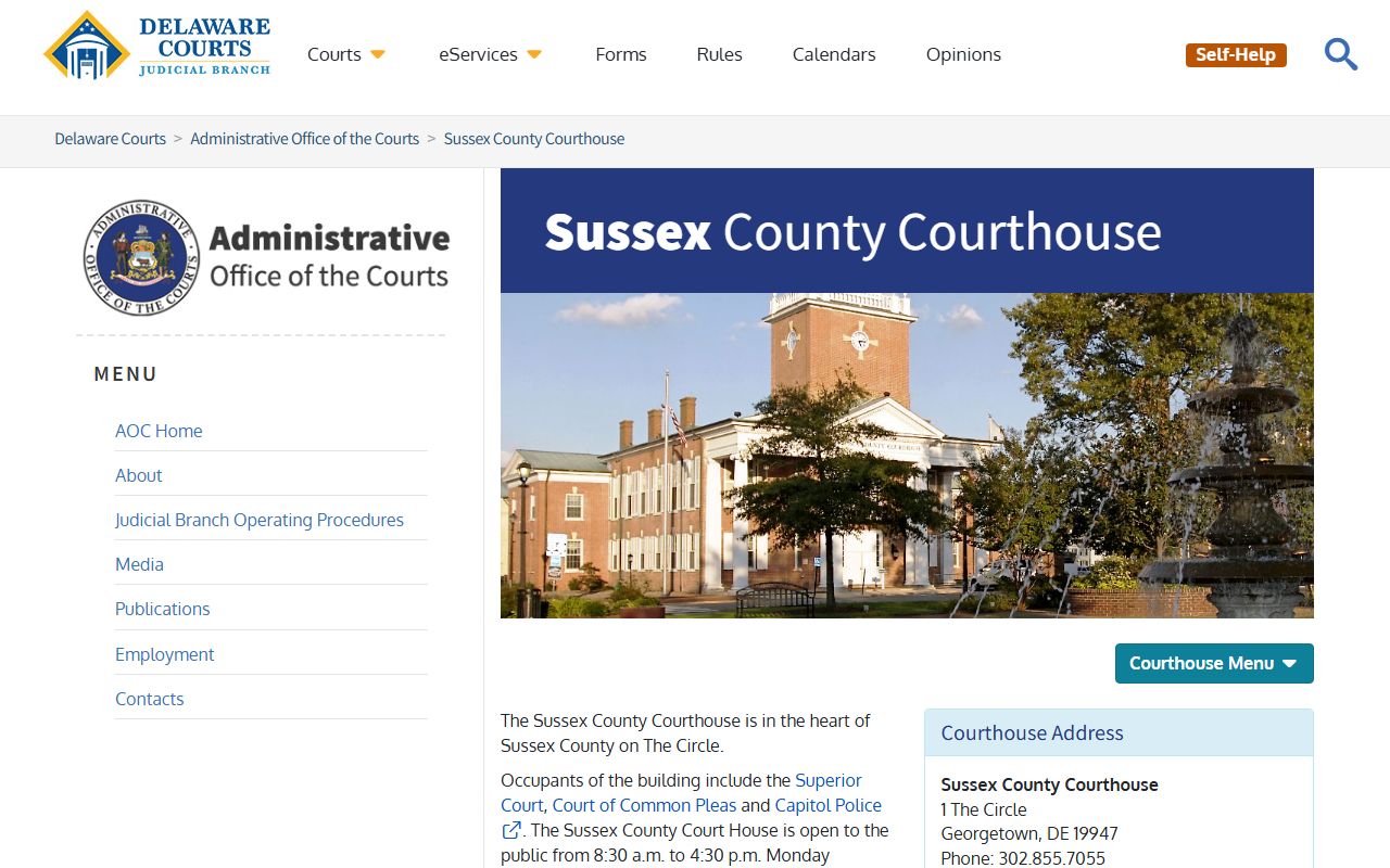 Sussex County Courthouse warrant records and court office information